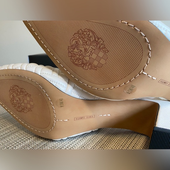 New in box Vince Camuto Leather Cream White Quilted Slingback Heels size 9.5 - Picture 4 of 9
